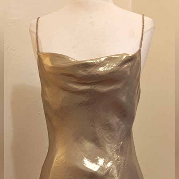COPY - ZARA METALLIC MINI DRESS WITH RHINESTONE STRAPS - Size XS - Picture 9 of 11